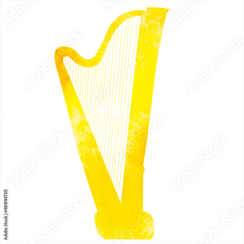 harp watercolor silhouette ,on white background, vector