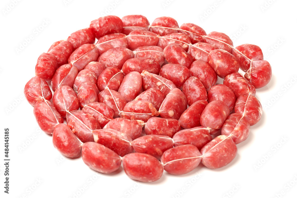 Mini sausages isolated on white background Mini sausages isolated on white background