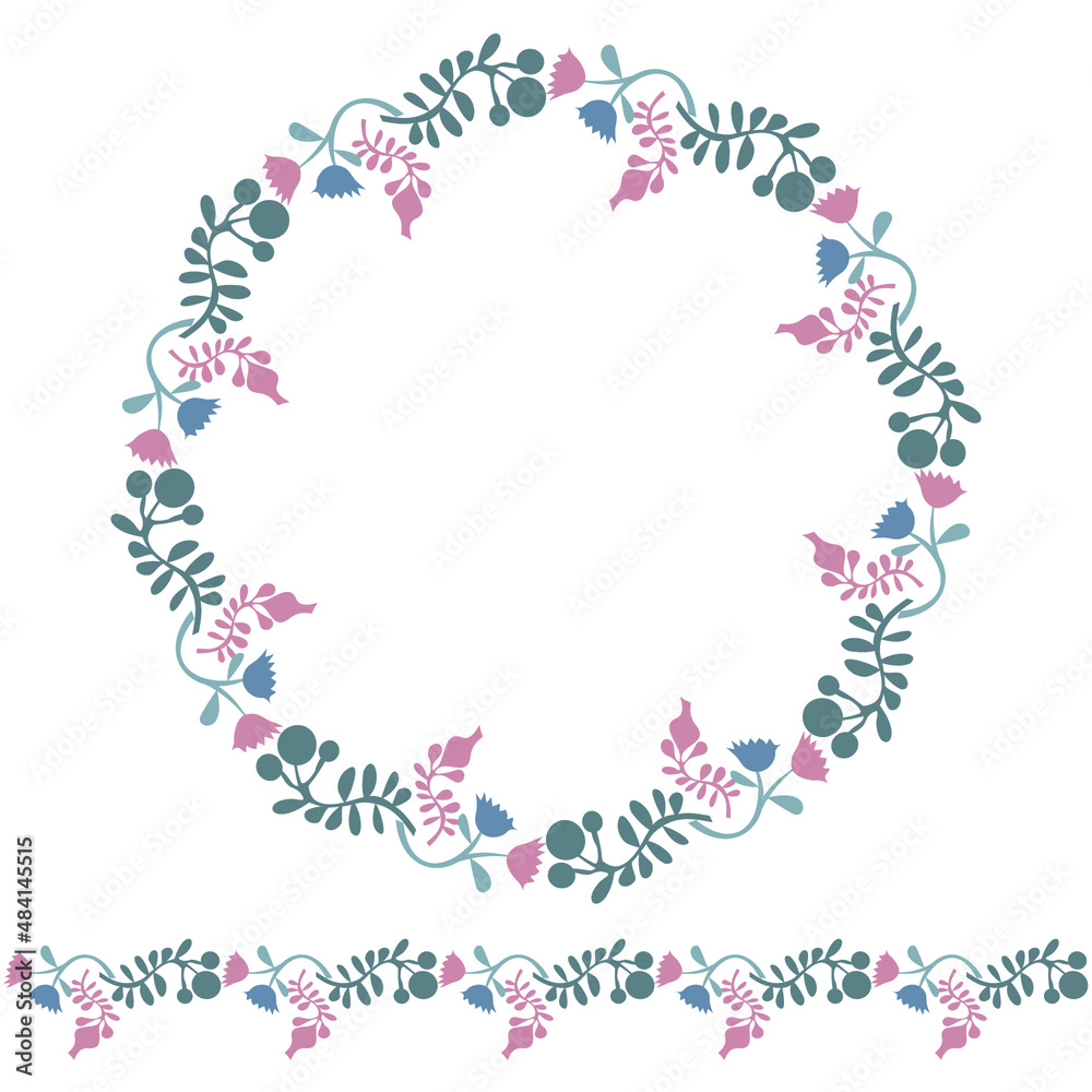 Wreath of flowers. Abstract floral design.