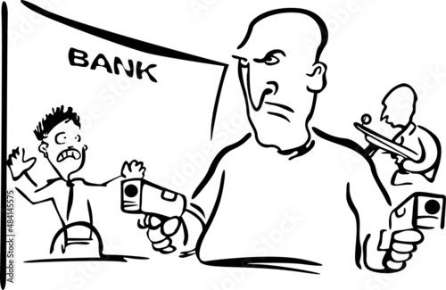 People with guns came to the bank to rob him
