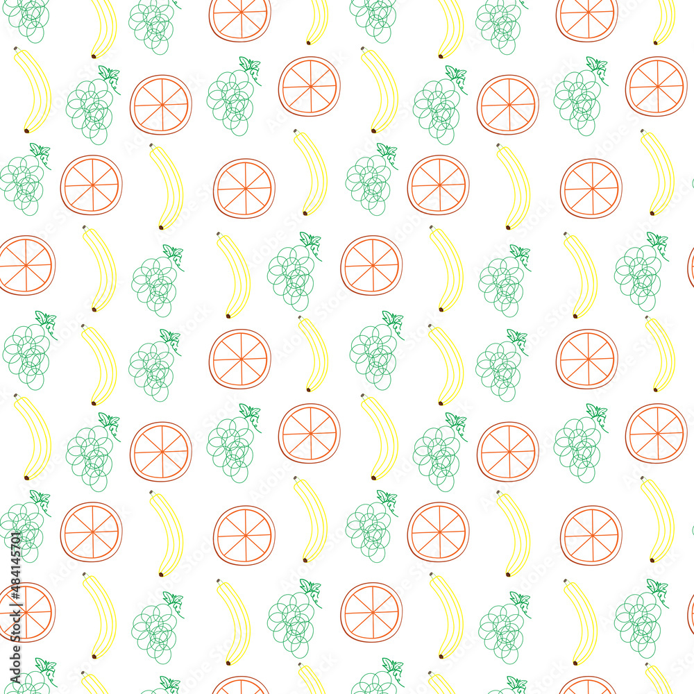 fruit seamless pattern with orange banana grape fruit seamless pattern with orange banana grape