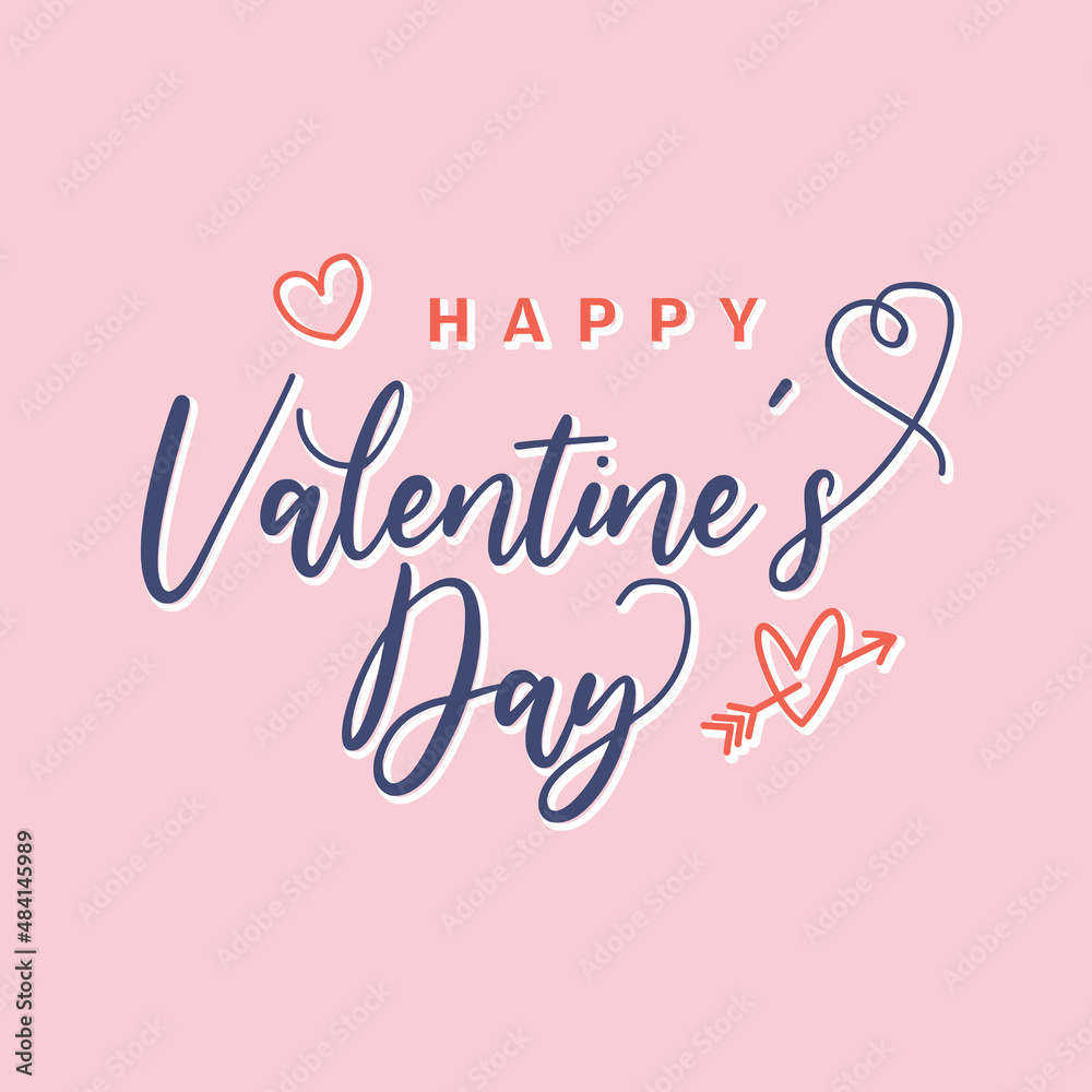 Vector lettering for happy valentines day