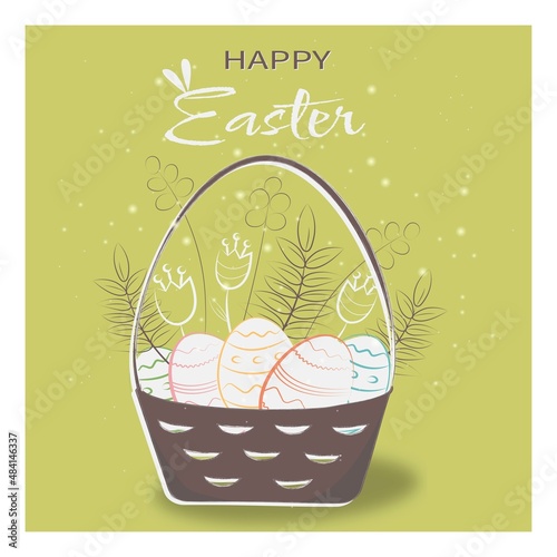 easter egg basket with Easter holiday