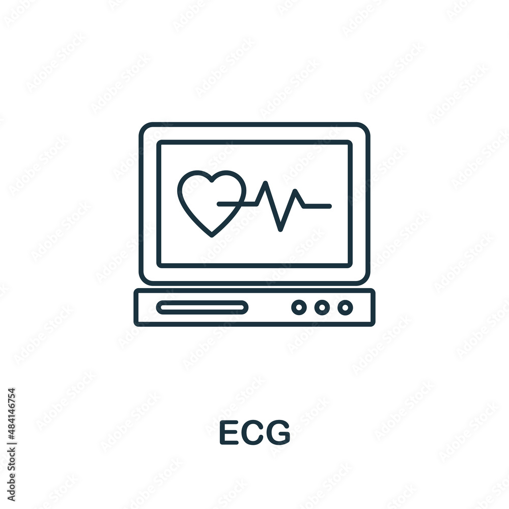 Ecg icon. Line element from medical equipment collection. Linear Ecg icon sign for web design, infographics and more. Ecg icon. Line element from medical equipment collection. Linear Ecg icon sign for web design, infographics and more.