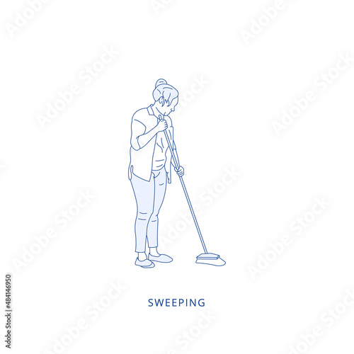 sweeping icon in vector. Illustration