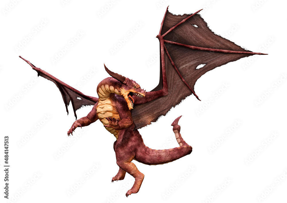 3D Rendering Fairy Tale Dragon on White 3D Rendering Fairy Tale Dragon on White