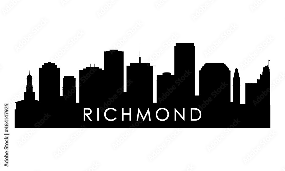 Richmond skyline silhouette. Black Richmond city design isolated on white background.
