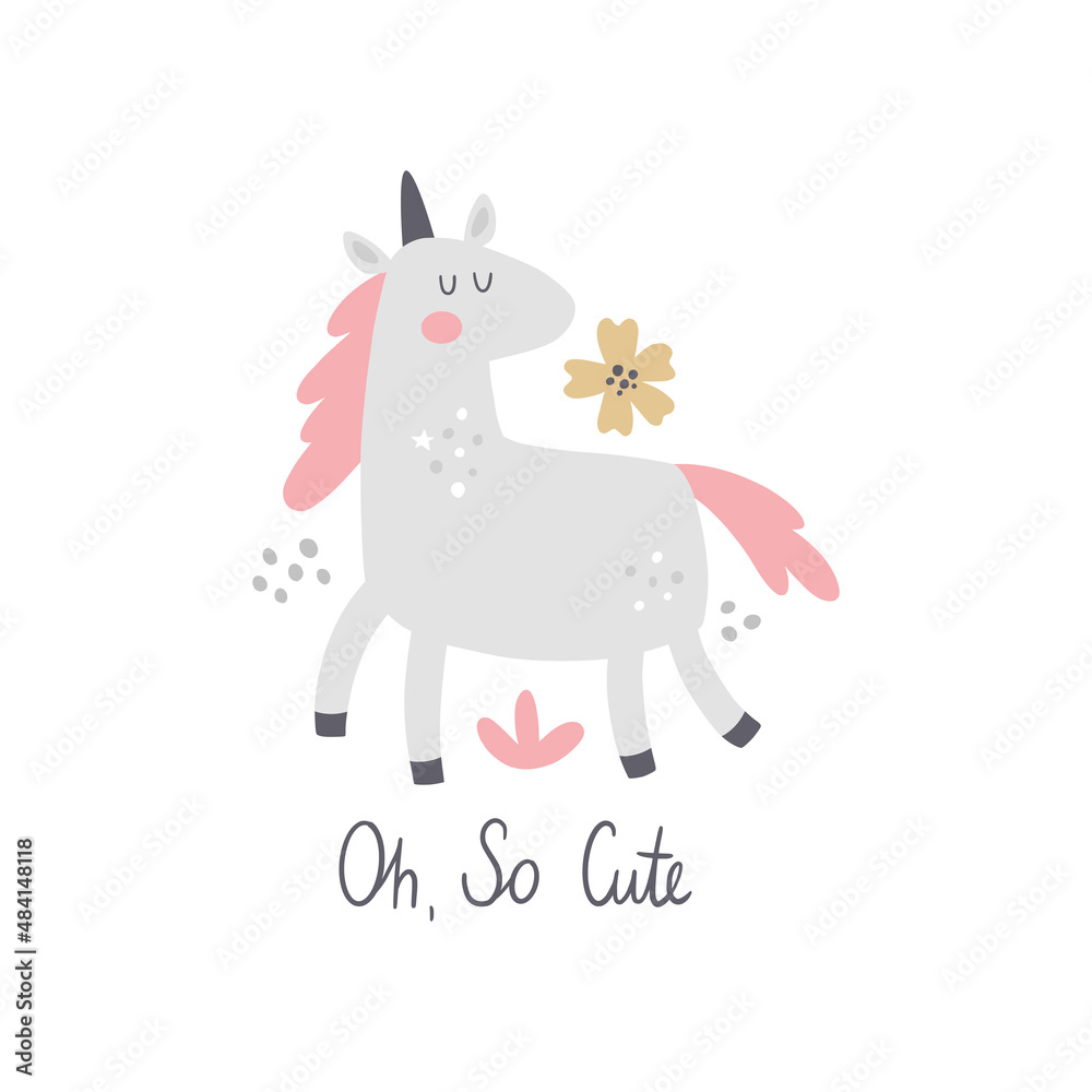 vector image of cute unicorn and flowers vector image of cute unicorn and flowers