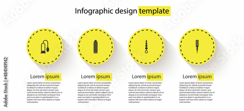 Set Penis pump, Dildo vibrator, Anal beads and Spanking paddle. Business infographic template. Vector