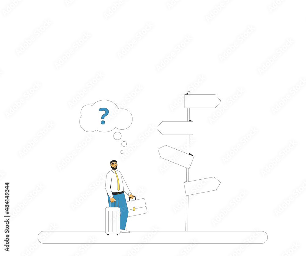 Man standing at crossroads. Decision. Choose the right way. Man standing at crossroads. Decision. Choose the right way.