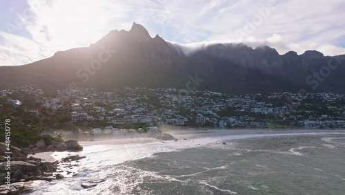 Aerial view of Camps Bay, Table Mountain and Twelve Apostles, South Africa