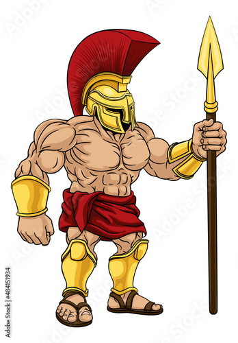 Spartan Warrior Roman Gladiator or Trojan Cartoon