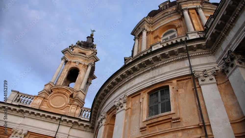Detail of the basilica of Superga. City of Turin. Panning 4K Detail of the basilica of Superga. City of Turin. Panning 4K