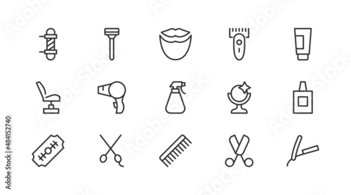 Simple line set of barber  icons.