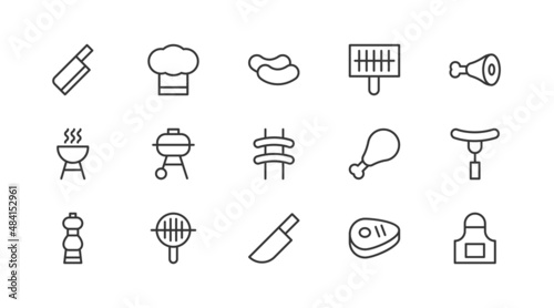 Editable vector pack of barbecue  line icons.