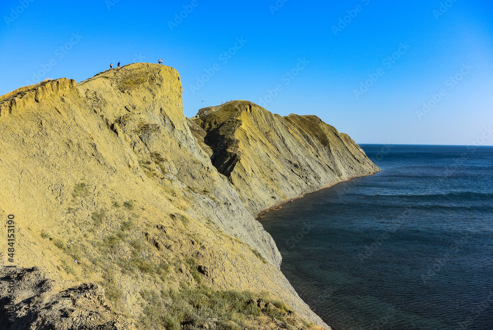 Landscape view of Black Sea coastline near Koktebel resort with Chameleon cape, Crimea, Russian Federation