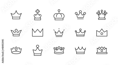 Editable vector pack of crown  line icons.