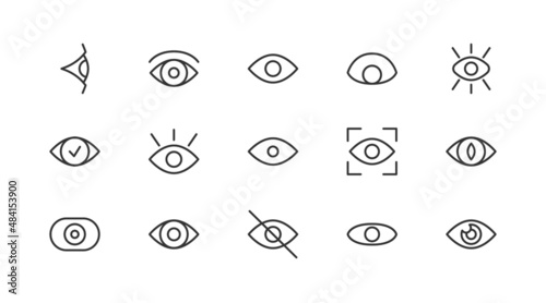 Vector set of eye  thin line icons.