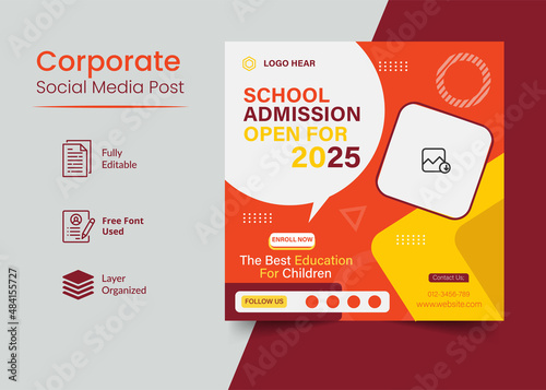 Billede på lærred This is a Creative School Admission  Social Media Banner