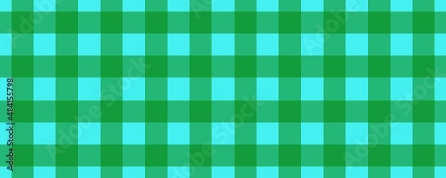 Banner, plaid pattern. Cyan on Green color. Tablecloth pattern. Texture. Seamless classic pattern background.