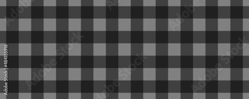 Banner, plaid pattern. Grey on Black color. Tablecloth pattern. Texture. Seamless classic pattern background.