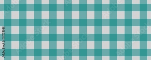 Banner, plaid pattern. Light grey on Teal color. Tablecloth pattern. Texture. Seamless classic pattern background.