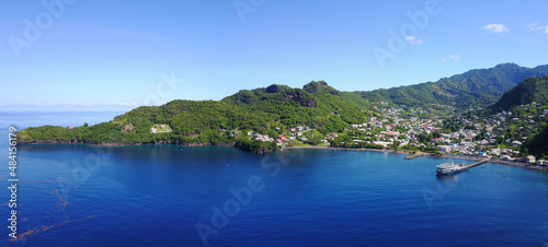 Aerial view of Layou Bay, St. Vincent & Grenadines, Caribbean