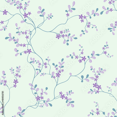 seamless pattern of flowers  branches and leaves
