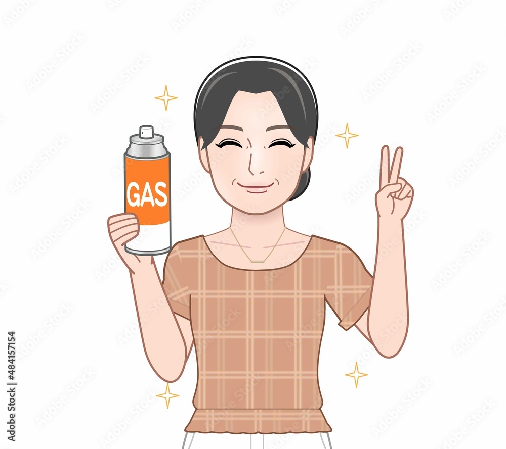 ガス缶を持ったおばさん ガス缶を持ったおばさん