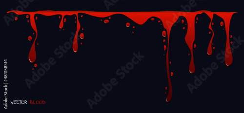 Blood. Streams of red liquid. Vector. Black background