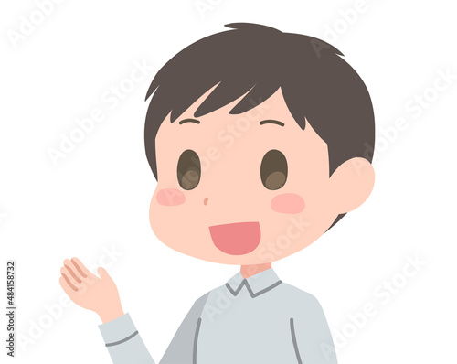笑顔で案内する男性