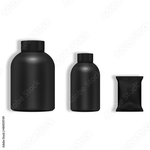 set of cosmetic bottles - Medicine  plastic packaging shampoo products design shape