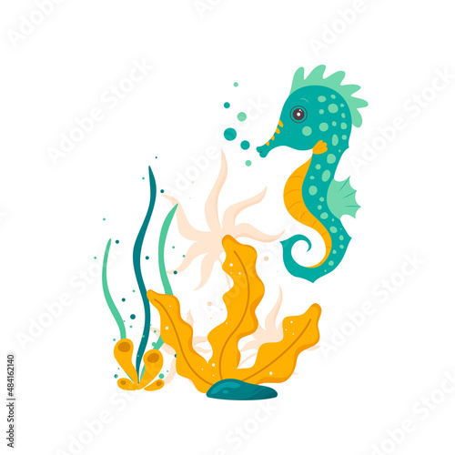 Cute cartoon seahorse