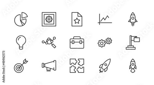 Simple line set of startup  icons.