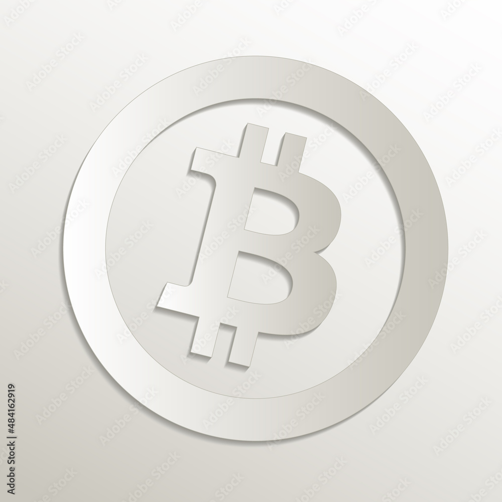 Bitcoin icon, card paper 3D natural vector Bitcoin icon, card paper 3D natural vector
