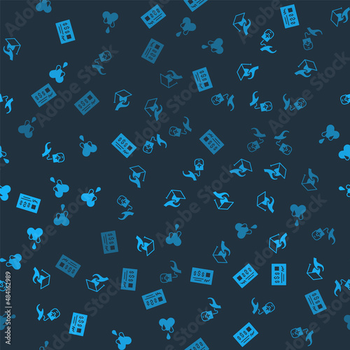 Set Bank check, Education grant, Blood donation and on seamless pattern. Vector
