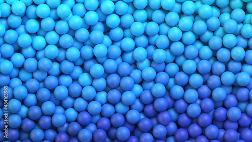 Background with pile of colorful blue balls. Vector background