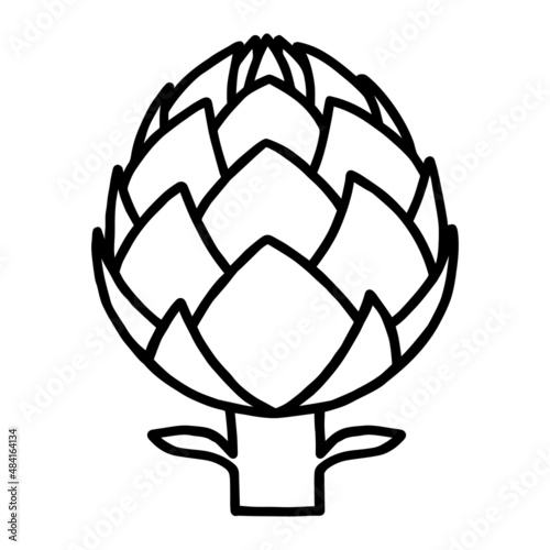Artichoke hand drawn contour One artichoke vegetable
