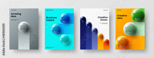 Isolated cover vector design template set. Multicolored realistic balls annual report layout collection. photo