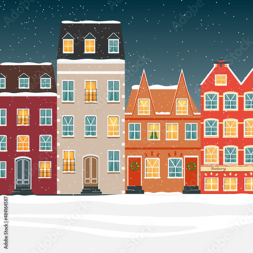 Colorful Scandinavian houses in winter