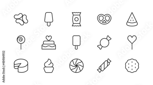 Pack of line sweet  icons.