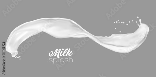 Milk, yogurt or cream isolated wave splash with drops. Realistic vector fluid of white dairy product with splatters. Liquid milky flow stream, fresh food, calcium production 3d milk wave