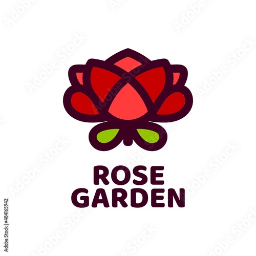 rose garden flower nature logo concept design illustration