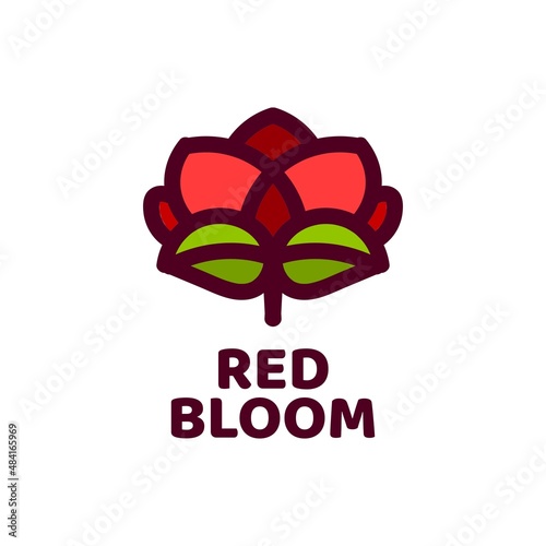 red bloom nature logo concept design illustration