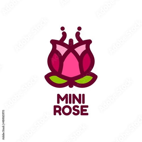 mini rose flower nature logo concept design illustration