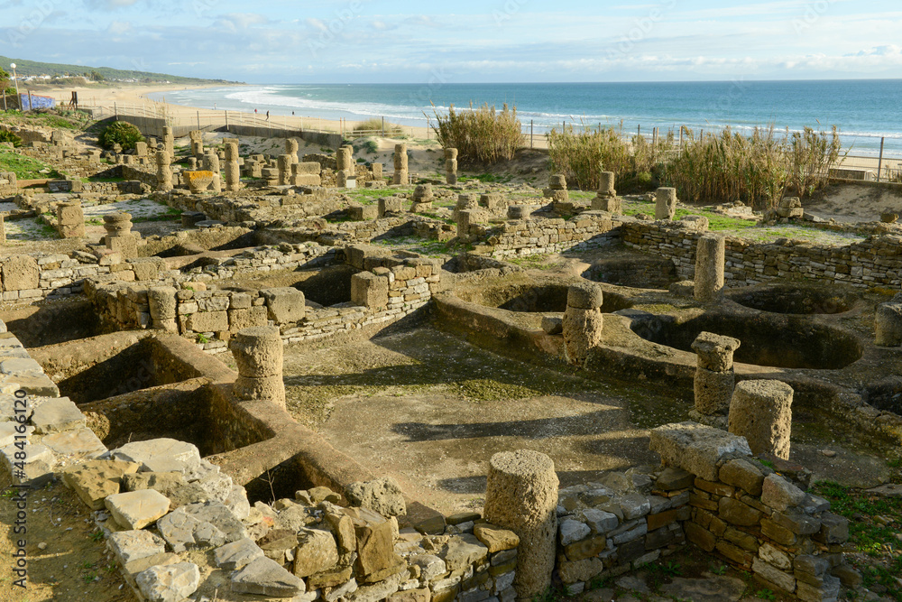 View at roman town of Baelo Claudia at Bolonia in Spain