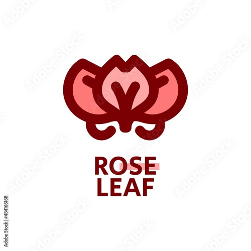 rose leaf flower nature logo concept design illustration