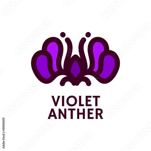violet anther flower nature logo concept design illustration