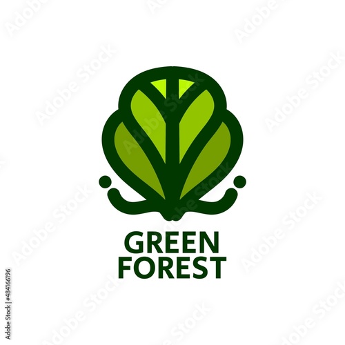 green forest leaf plant nature logo concept design illustration