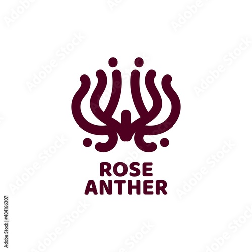 rose anther flower nature logo concept design illustration